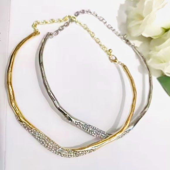 Skinny Collar Necklace Crystal Pavé Gold Solanales Alexis Bittar STYLE S16 - Picture 6 of 6